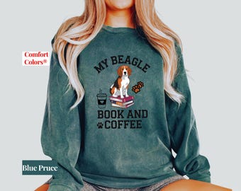 Beagle, Book, and Coffee Comfort Colors T-Shirt