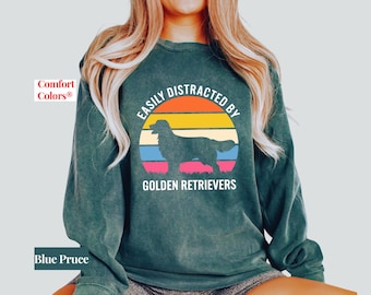 Golden Retriever Sweatshirt Shirt Retro Dog Lover Comfort Colors Crewneck