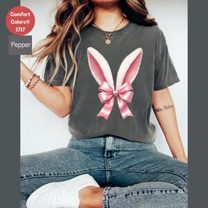 Cute Bunny Ears with Pink Bow T-Shirt, Bunny Costume Shirt, Adorable Rabbit Ears Tee, Easter Bunny Shirt, Cute Animal Shirt.