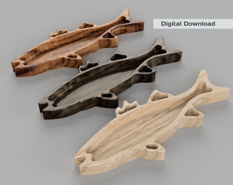 Striped Bass Tray - STL & DXF -  Striper Catch All Tray - Wood CNC Projects - Digital Download