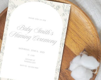 Naming Ceremony Invitation Template: Elegant & Editable (Digital Download, 5x7 inch)