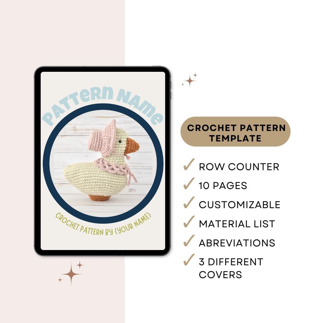 Crochet Pattern Template: Canva Design Tool (PDF Printable Downloadable ...
