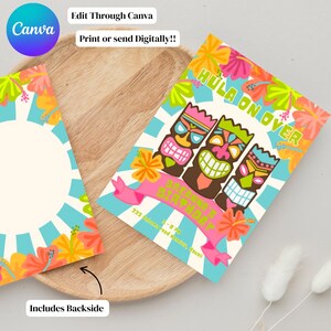 Luau Birthday Invitation | Tropical Birthday Invite, Hawaiian Birthday Invitation, Digital Luau Invite, Editable Luau Invitation, Luau Party