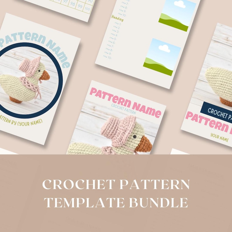 Crochet Pattern Template: Canva Design Tool (PDF Printable Downloadable ...
