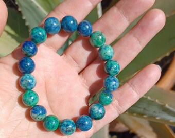 Malachite Azurite Bracelet | Azurite Malachite Bracelet | 10mm | 6-1/4 inch bracelet