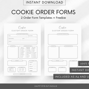 Cookie Order Form, Bakery Business Forms Bundle, Cookie Printable Shop ...