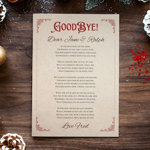 Carta de despedida de elfo, carta de despedida de elfo, carta de salida de elfo, nota de Navidad, adiós por ahora, niña o niño, plantilla de descarga instantánea