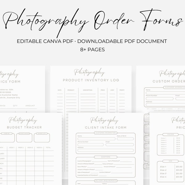 Printable Photography Order Forms, School Photography Preschool Photos Order Form, Customized Session Request, Photo Invoice, Small Business