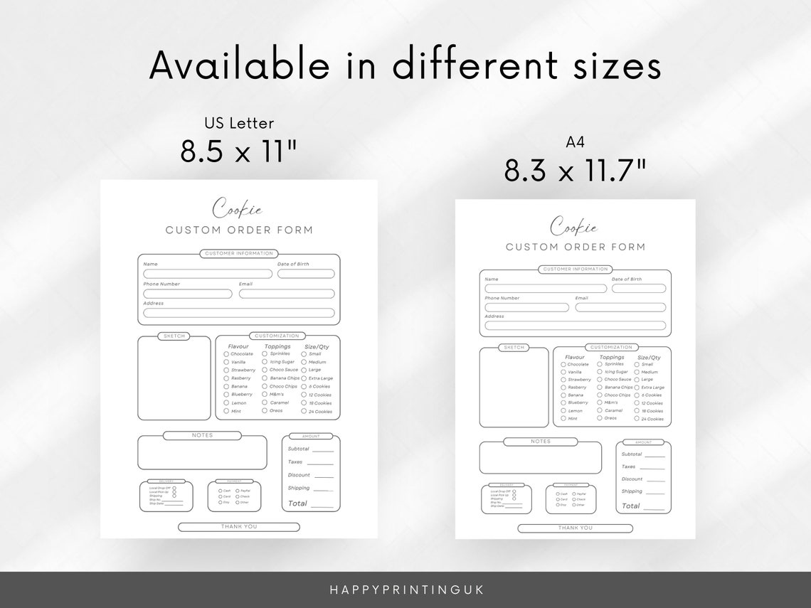 Cookie Order Form, Bakery Business Forms Bundle, Cookie Printable Shop ...