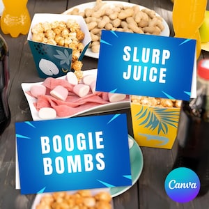Game Inspired Food Cards, Editable Food Tents, Printable Video Game Food Label Cards, Table Signs for DIY Birthday Party