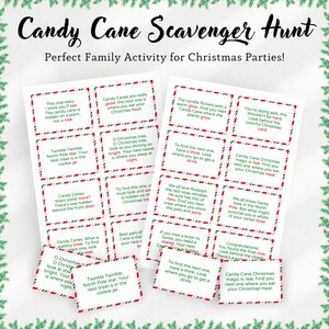 Candy Cane Treasure Hunt for Christmas Candy Cane Party Games Scavenger Hunt Indoor Treasure Hunt Clues for Kids Fun Christmas Day Activity