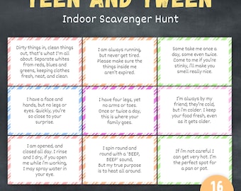 Indoor Teen and Tween Scavenger Hunt, Treasure Hunt Game Clues for Teens, Treasure Hunt for Older Kids, Birthday Party Scavenger Hunt