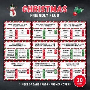 Weihnachtsfreundliches Fehdenspiel, Weihnachtsaktivität für Kinder und Erwachsene, Familienspieleabend, druckbare Urlaubstrivia, digitaler Download PDF