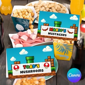 Video Game Inspired Food Cards, Editable Bro Tents, Printable Video Game Food Label Cards, Table Signs for DIY Birthday Party
