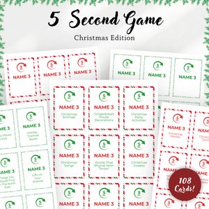 Christmas 5 Second Game, Christmas Party Game, Christmas Game Cards, Christmas Fun, Family Party Game, Digital Download, Instant Download