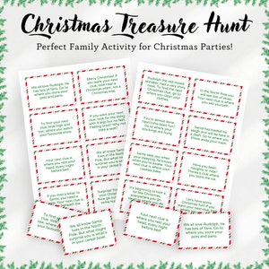 Caça ao tesouro de Natal, jogo de impressão de Natal para crianças, dicas de caça ao tesouro de Natal, jogo de impressão de Natal, PDF de Natal