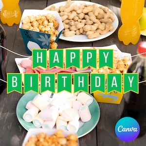 Street Tv Show Inspired Birthday Banner, DIY Printable Party Bunting, Custom Monsters Decorations Sign, Editable Canva Template Digital