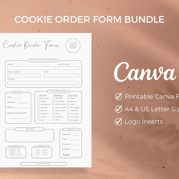 Cookie Order Form Etsy
