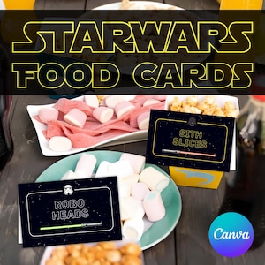 Star Wars Inspired Food Label, Printable Party Food Labels, Editable Food Tent, Table Signs for Birthday, Decoration Ideas DIY