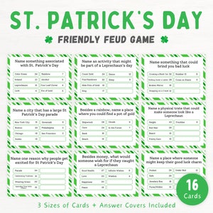 St. Patrick&#39;s Day Friendly Feud Game, St Patrick&#39;s Day Printable Games, St Patrick&#39;s Day Trivia Quiz, St Pattys Feud, Printable Download