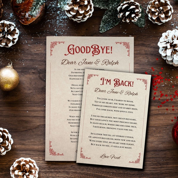 Elf Arrival and Departure Letters from Elf Christmas Note from Elves Return Letter From Elf on Xmas Elf Farewell Printable Message Template