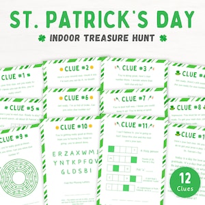 Indoor Schatzsuche St. Patrick's Day Für ältere Kinder, Schnitzeljagd am St. Patrick's Day, Aktivität für Kinder und Jugendliche, Spiele und Puzzles, PDF