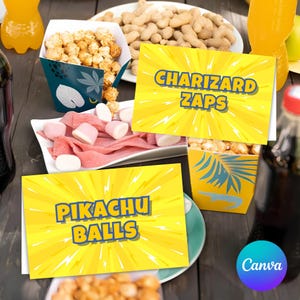 Pocket Food Cards, Editable Monster Food Tents, Printable Video Game Food Label Cards, Table Signs for DIY Birthday Party