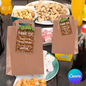 Pixel Craft Thank You Tags, Birthday Favor Gift Labels, Canva Video Game Party Favor, Cards for Goody Bags, Printable DIY Digital Download