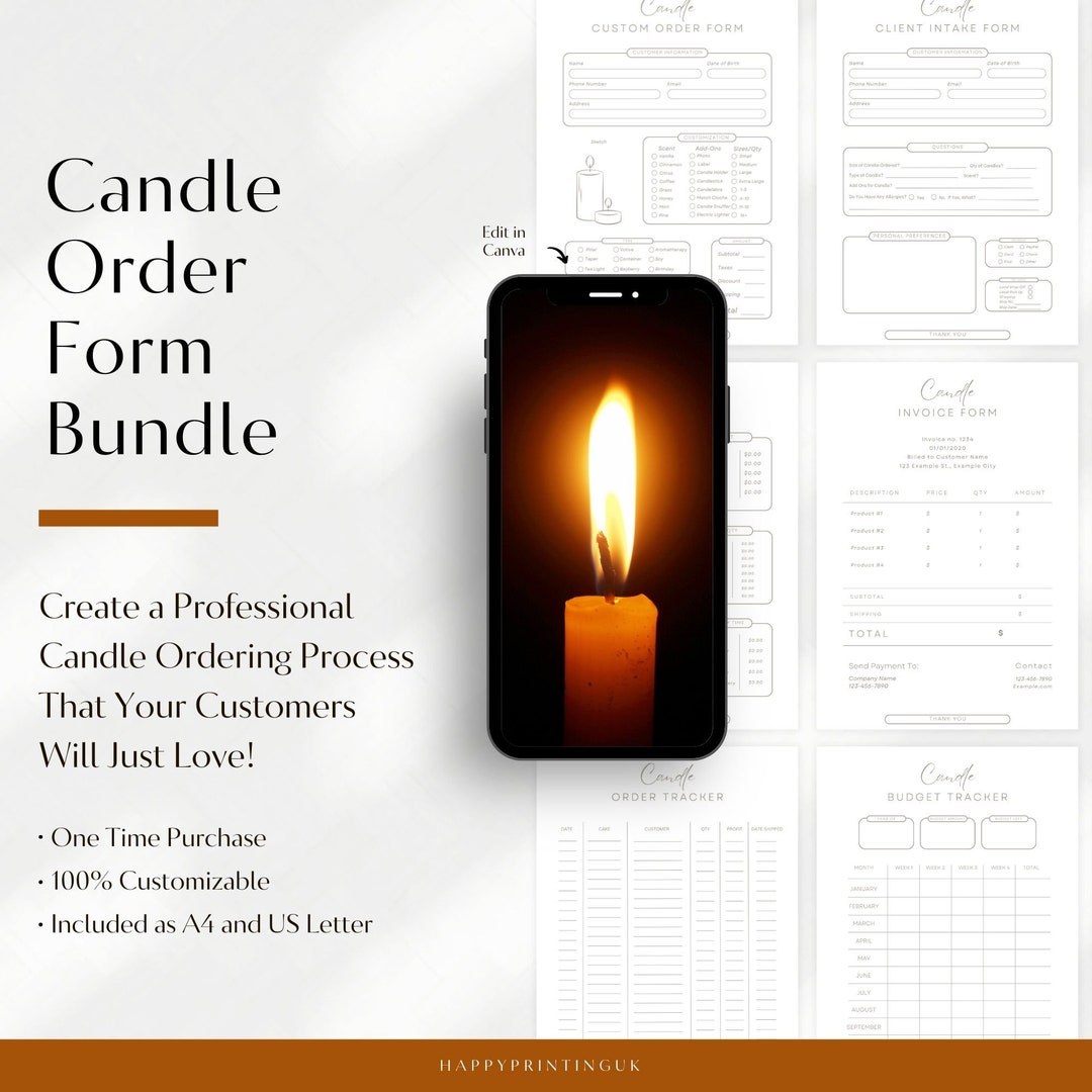 Editable Candle Order Form Template Candle Business Planner Etsy