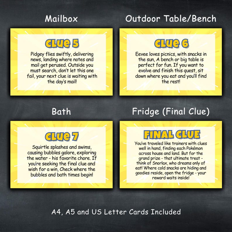 Pokemon Inspired Scavenger Hunt Cards for Kids, Indoor and Outdoor ...