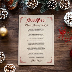 Carta de despedida de elfo de Elf Adiós de Elfos Nota de salida Descarga instantánea Plantilla de Navidad Carta de despedida por ahora para niña o niño