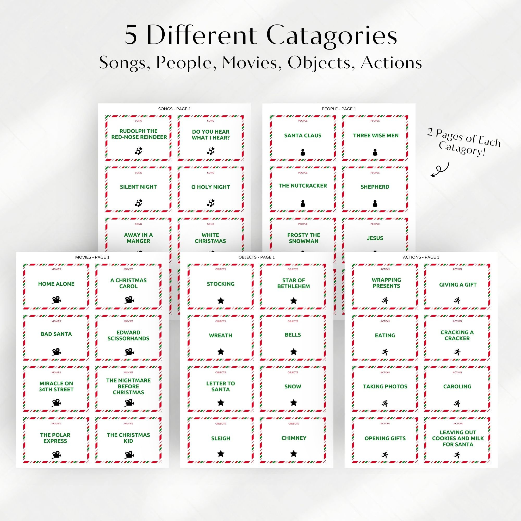 Christmas Charades for Kids Christmas Activity Printable Party Game ...