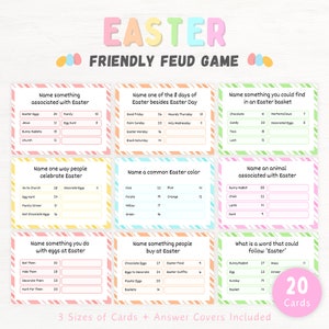 Jogo de feudo em família de Páscoa, Feudo de curiosidades de Páscoa, Feudo amigável de Páscoa, Noite de jogo de curiosidades de Páscoa, Jogo de festa de Páscoa, Jogo de família de Páscoa para impressão