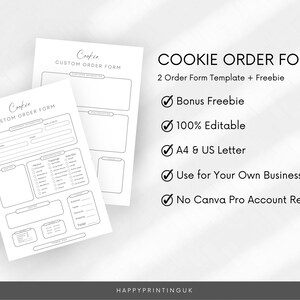 Cookie Order Form, Bakery Business Forms Bundle, Cookie Printable Shop ...
