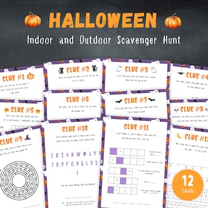 Chasse au trésor d'Halloween, Chasse au trésor intérieure et extérieure, Jeux d'Halloween à imprimer, Activités d'Halloween, PDF à téléchargement immédiat
