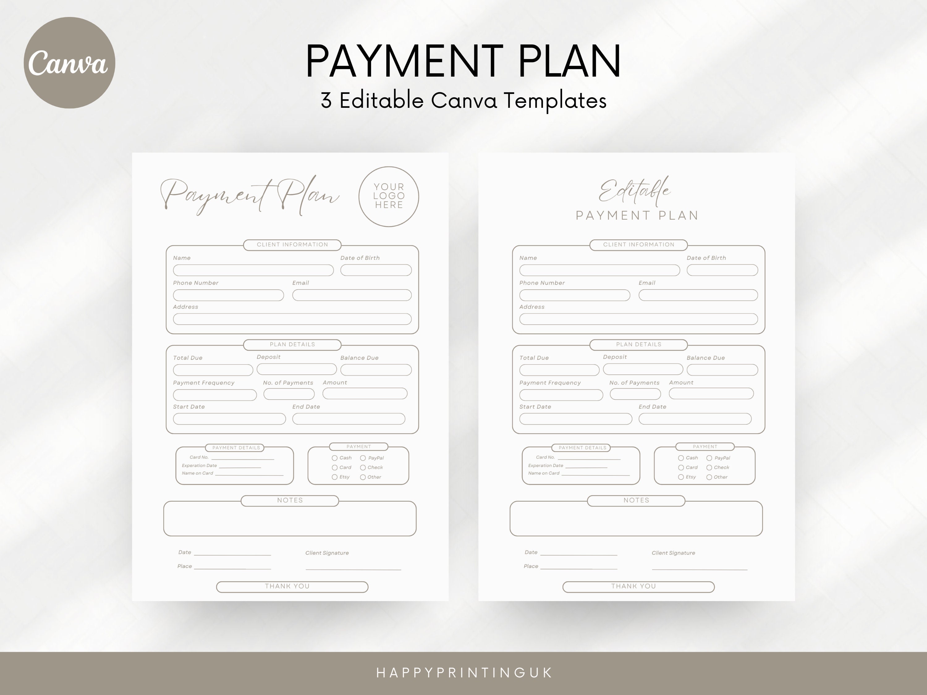 Payment Plan Template for Afterpay Sheets Pay Later Schedule Fillable