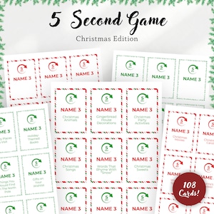 Weihnachten Fünf-Sekunden-Spiel für die Weihnachtsfeier Aktivität für Kinder Weihnachten Fünf-Sekunden-Spiel für die Familie Trivia Fun Weihnachtsspiel Digitale Karten PDF
