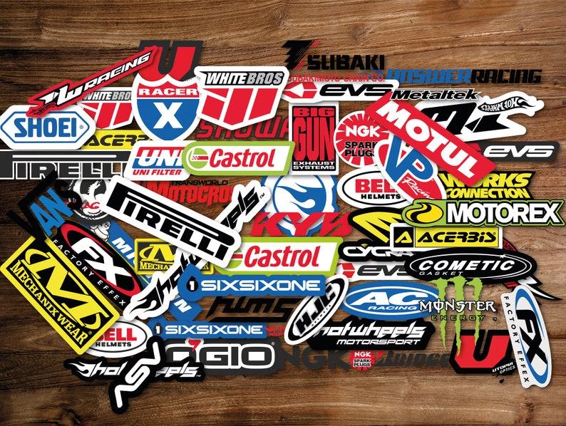 Pack dautocollants Autocollants moto, Marque moto, Logo moto, Marque course, Marque Dirtbike, Marque, Logo des autocollants de casque image 1