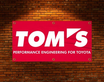 Bannière TOM'S, bannière de course Toyota, bannière JDM, bannière Drift, bannière en vinyle, bannière de course, bannière de garage, décoration murale