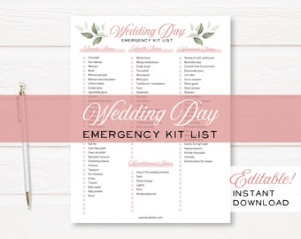 Editable Wedding Day Checklist, Printable Wedding Day Checklist ...