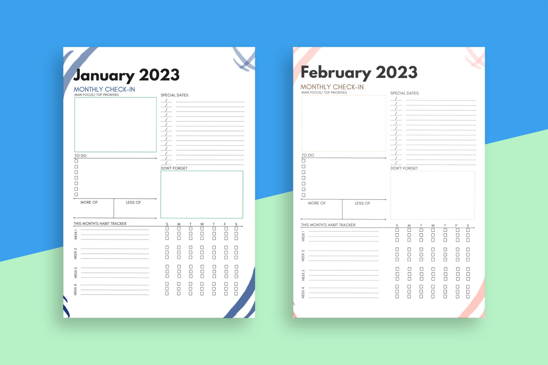 Monthly Planner - Printable Template - Customizable Organizer - Instant Digital Download - Etsy