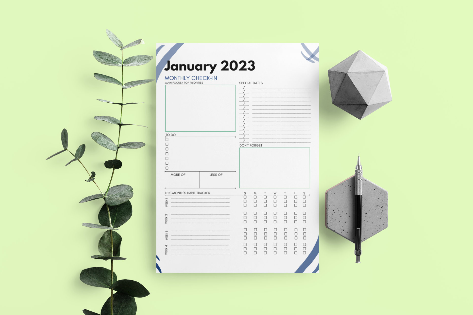 Monthly Planner - Printable Template - Customizable Organizer - Instant ...