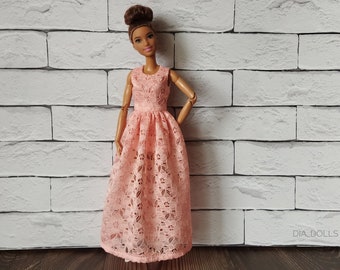 Sleeveless dress for dolls, outfit for curvy doll, clothing for doll size 1/6, long doll for 12" doll