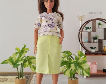Set di vestiti per bambole: gonna e maglietta, completo per bambole formose, abbigliamento estivo per bambole in scala 1/6, diadolls