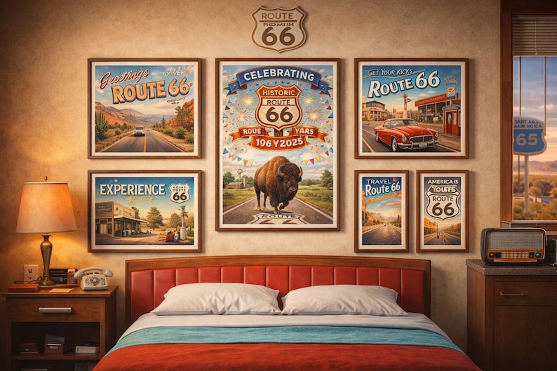 Historic Kansas Route 66 Poster, Vintage Road Trip Travel Art (digital ...