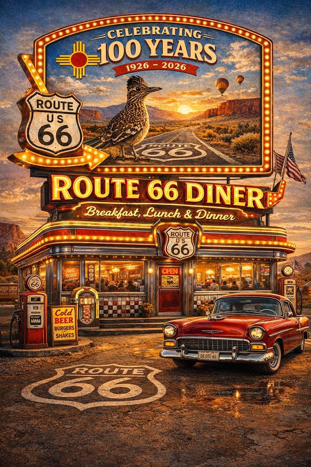 route-66-diner-art-vintage-classic-car-roadrunner-print-digital