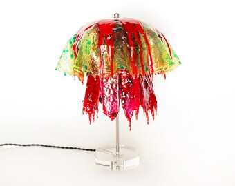 The FOGO lamp. Handmade resin drip sculptural one-of-a-kind table lamp. Natural organic shaped Illumination art. Mushroom and jellyfish lamp