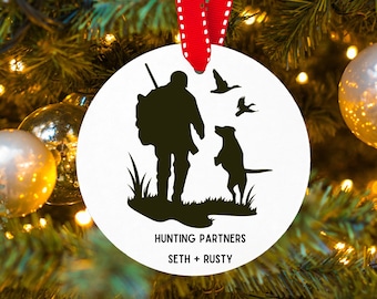 Hunting Partners, Ornament For Hunter, Bird Dog, Pet Memorial Ornament, Gift For Father, Man and Dog, Christmas Gift, Custom, Personalized