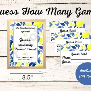 Personalized Guess How Many Bridal Shower Game Idea for Bride to Be Funny Game for Lemon Themed Shower Instant Download Party Game Wedding