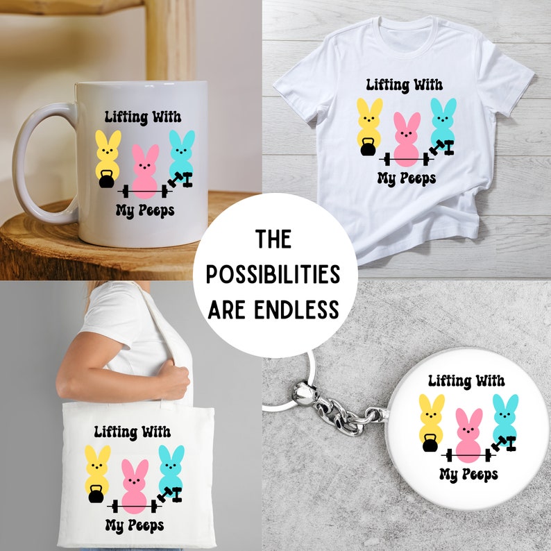 Easter Shirt For Workout Peep Theme Shirt Peeps Lifting Cute Easter Shirt PNG File Digital Download Instant Download Etsy Seller Resource image 2